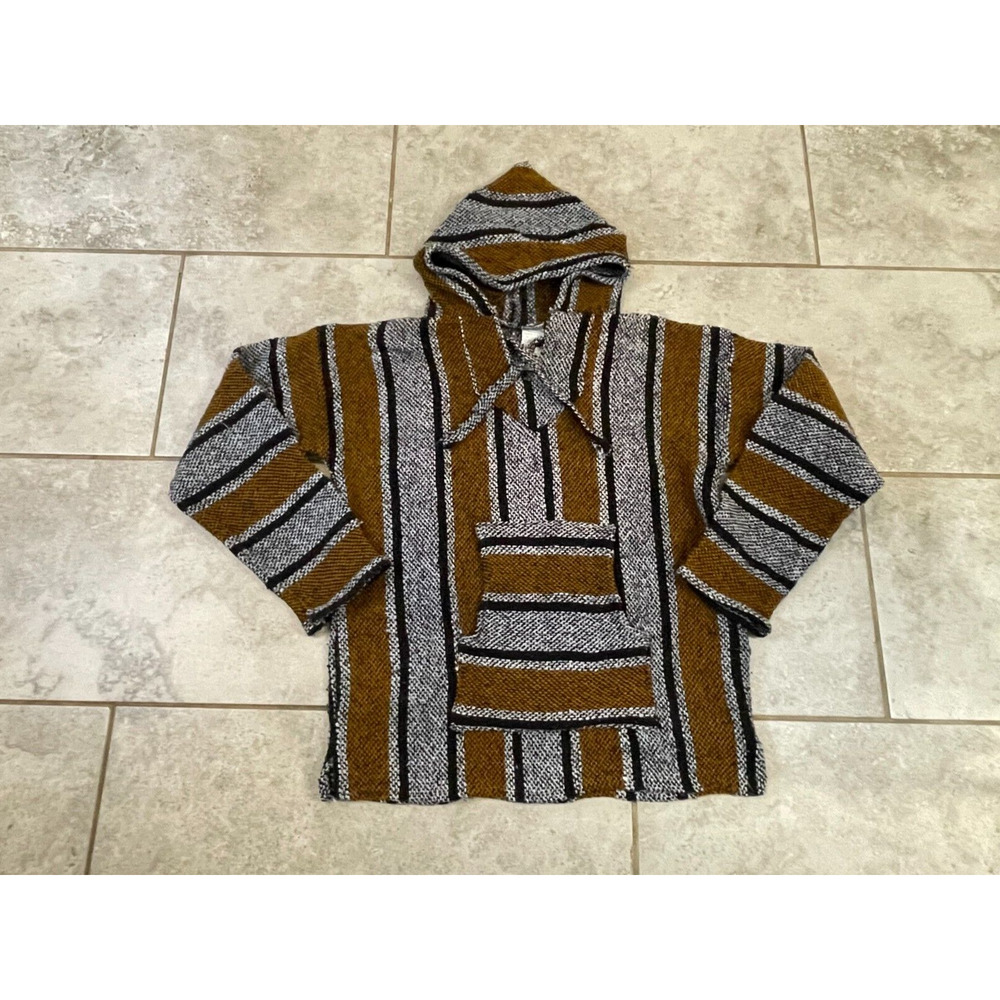 Striped Brown and Gray Men's Hoodie - Picture 2 of 7